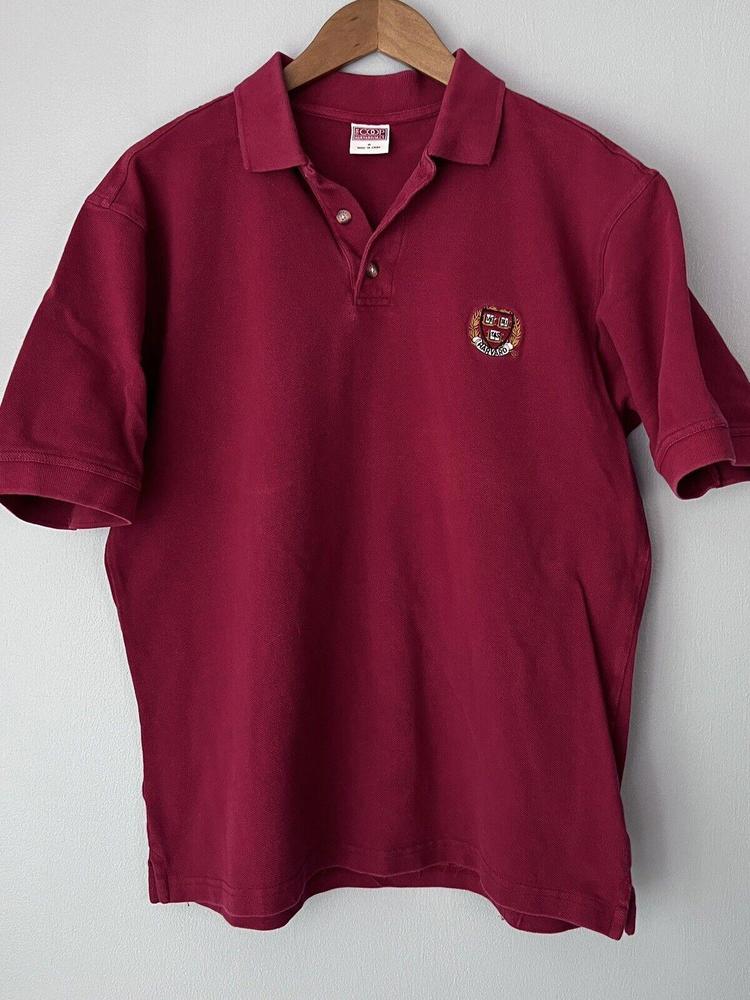 Harvard Polo Shirt Veritas Crest Embroidered The Coop Maroon Mens Small